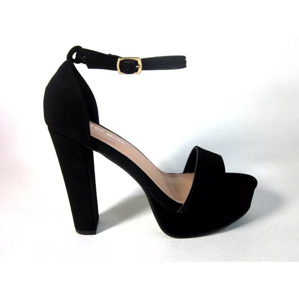 TOP MODA THOMAS 52 PLATFORM CHUNKY HEELS  Women's Size 7 BLACK‎   NEW!!